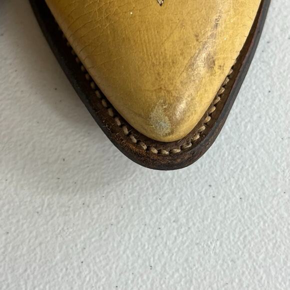 Justin Boots Men's Size 9 Cowboy Western Blonde Leather Embroidered made in USA - Picture 14 of 16